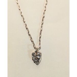Nordstrom Silver Tone Pave Crystal Heart Pendant Necklace Paperclip Link Chain